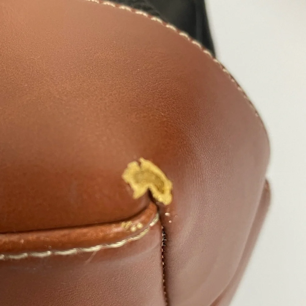 St. Johns Bay Brenna Black and British Tan Pebble women’s Satchel purse bag